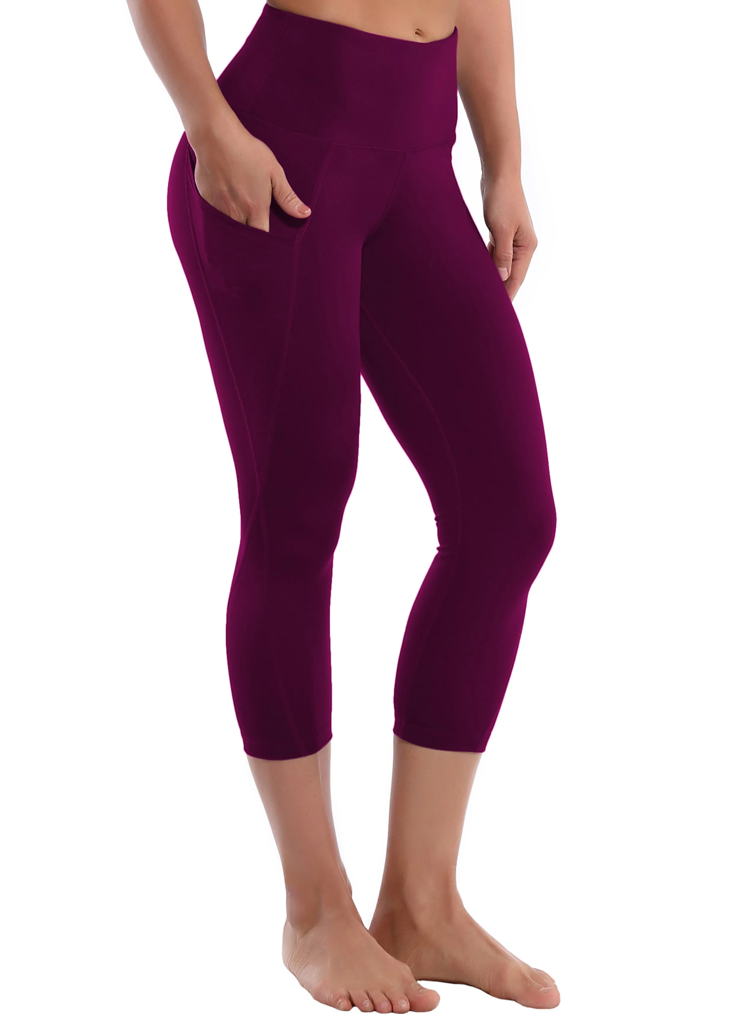 19 High Waist Side Pockets Capris grapevine_yogastudio