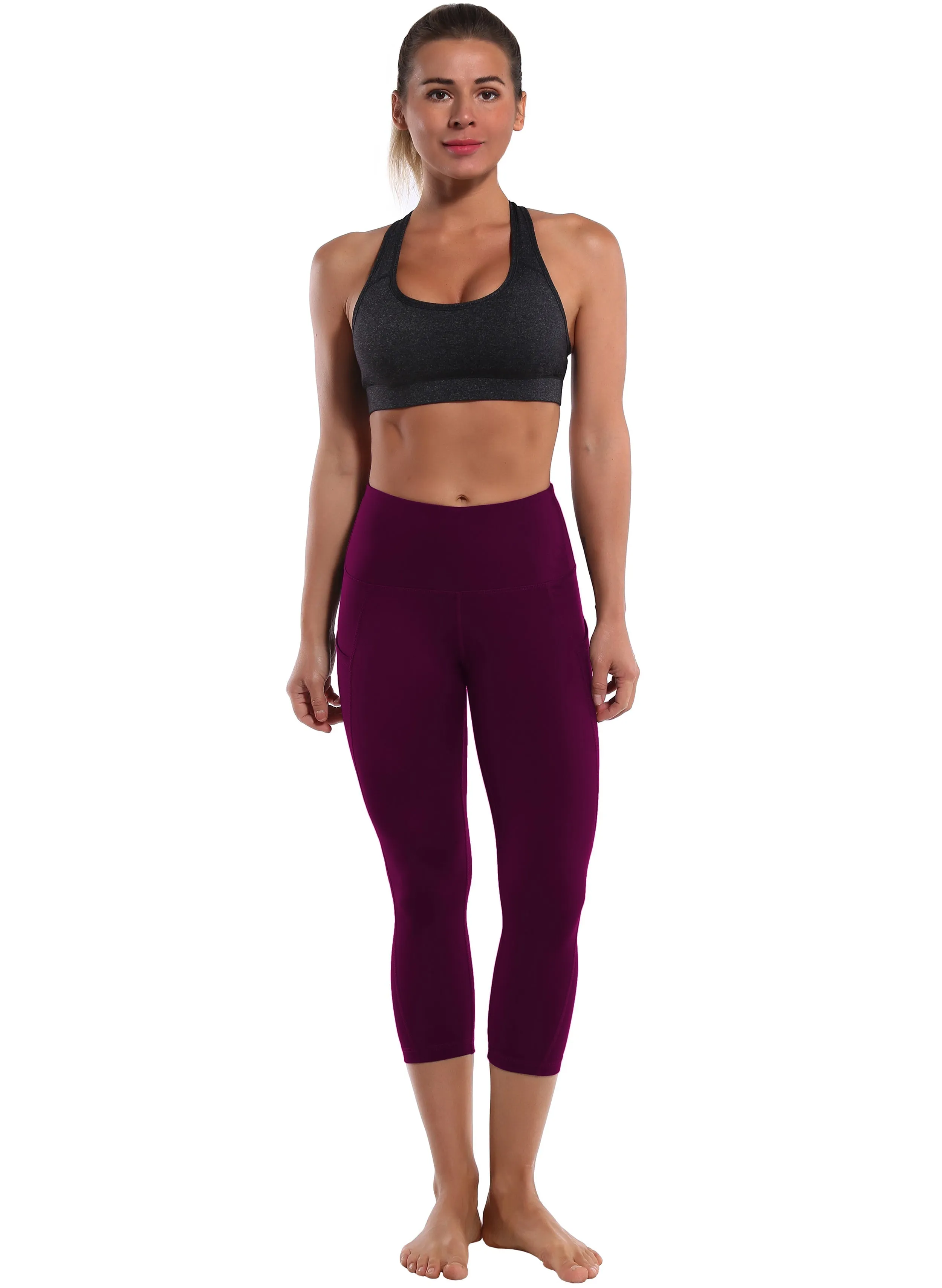 19 High Waist Side Pockets Capris grapevine_yogastudio