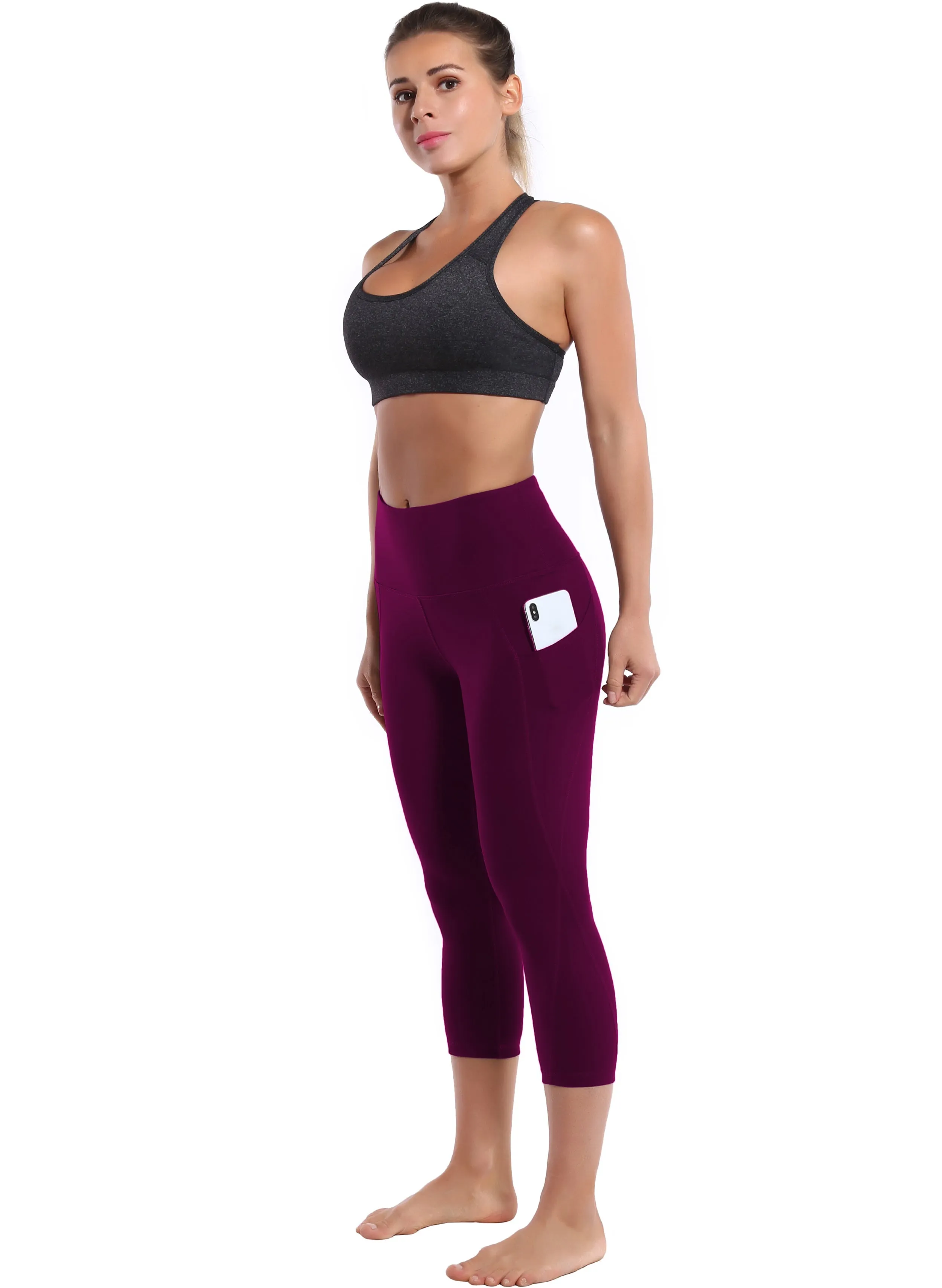 19 High Waist Side Pockets Capris grapevine_yogastudio