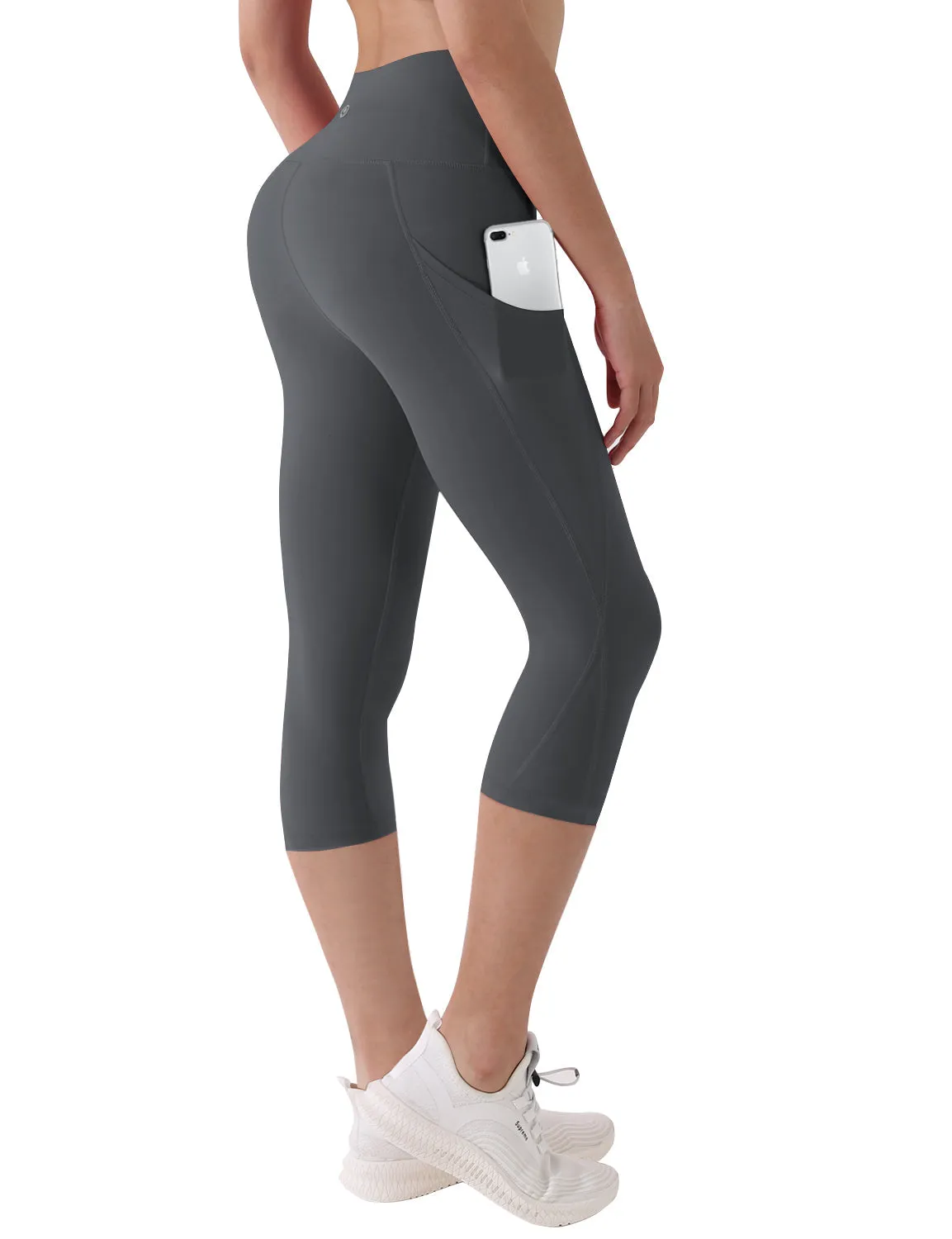 19 High Waist Side Pockets Capris shadowcharcoal_yogastudio