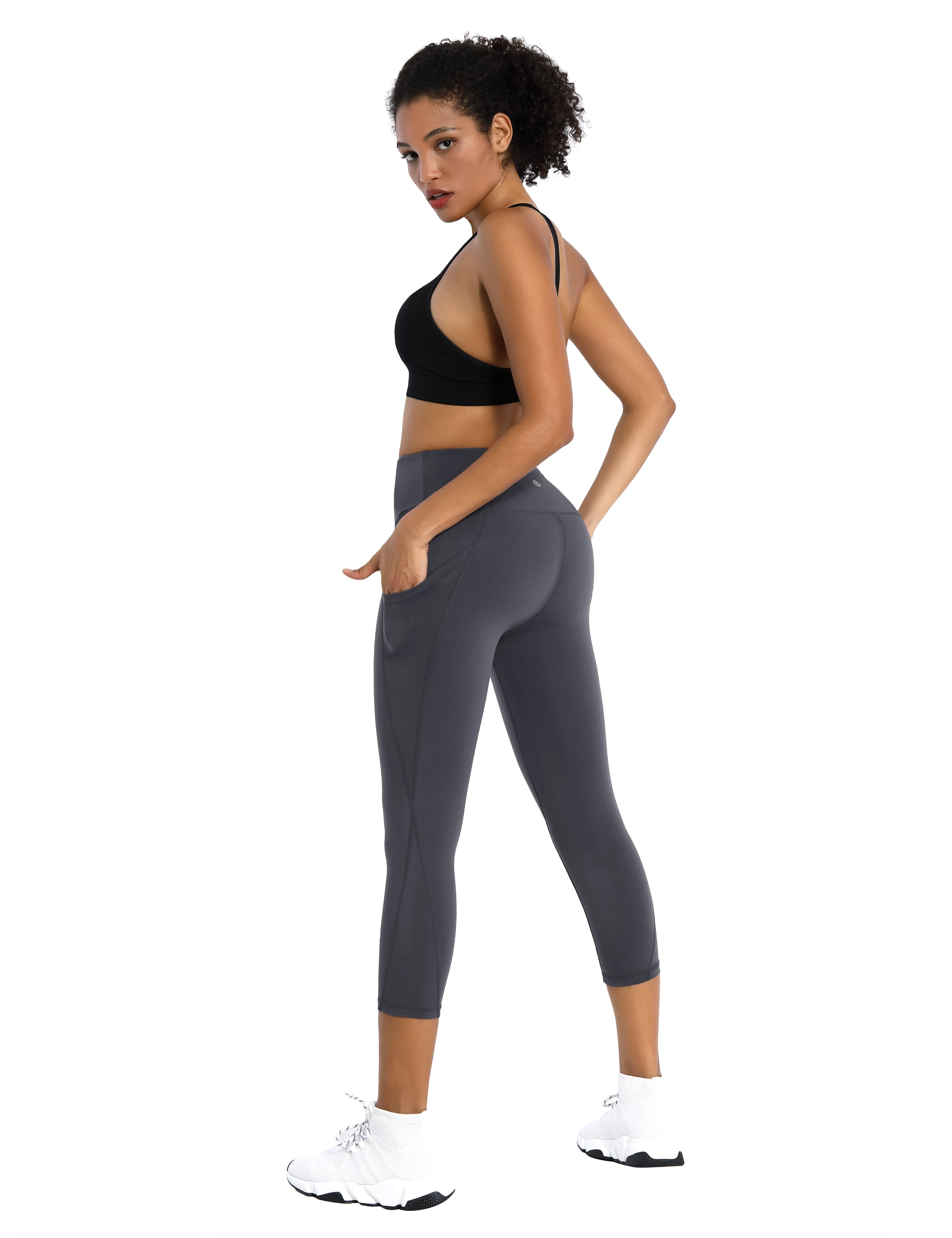 19 High Waist Side Pockets Capris shadowcharcoal_yogastudio