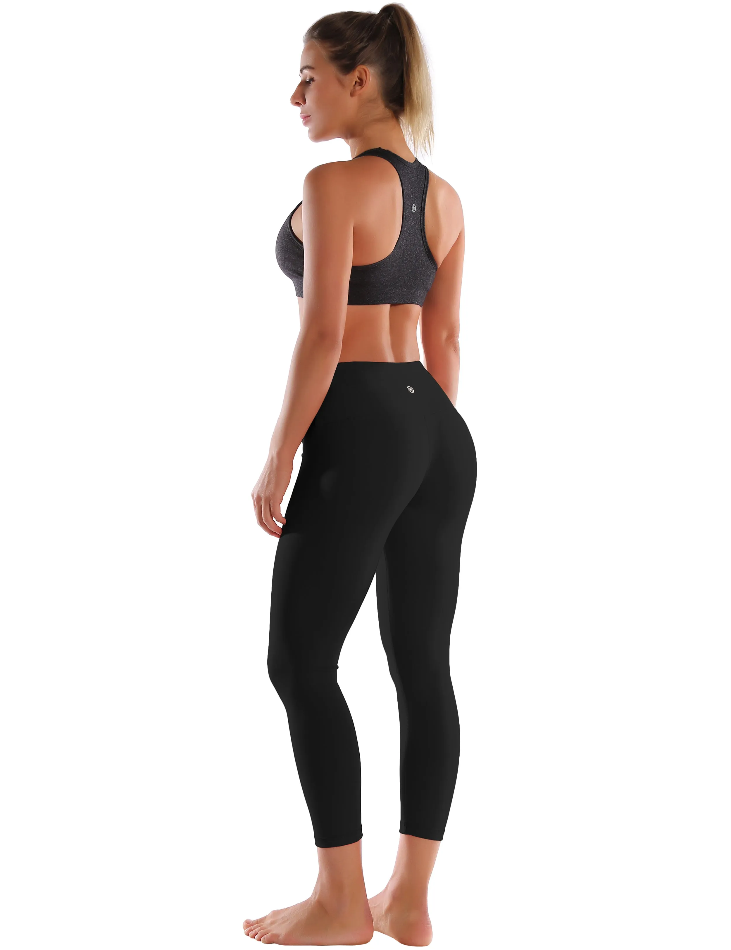 22" High Waist Crop Tight Capris black