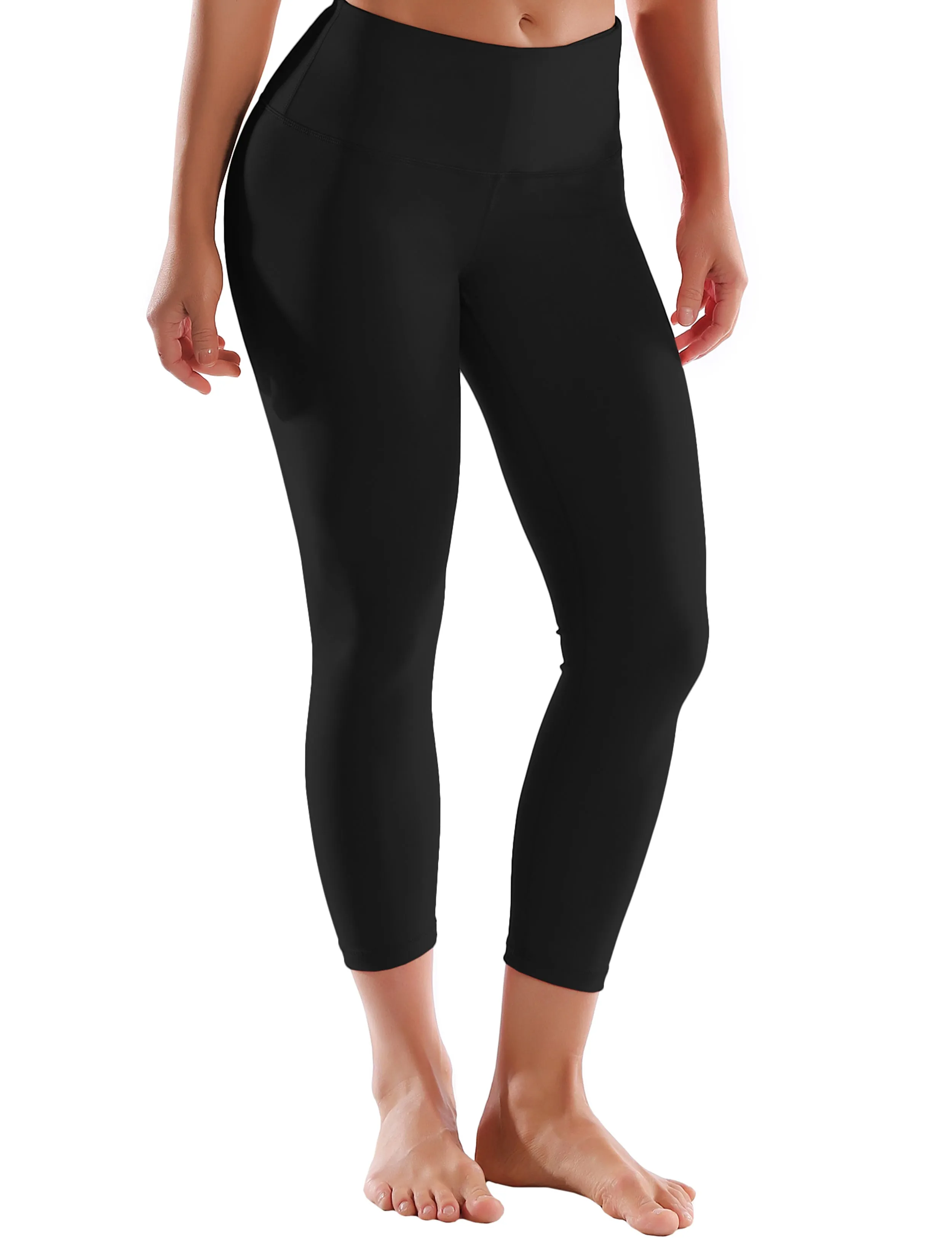 22" High Waist Crop Tight Capris black