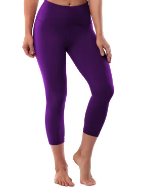 19" High Waist Crop Tight Capris eggplantpurple