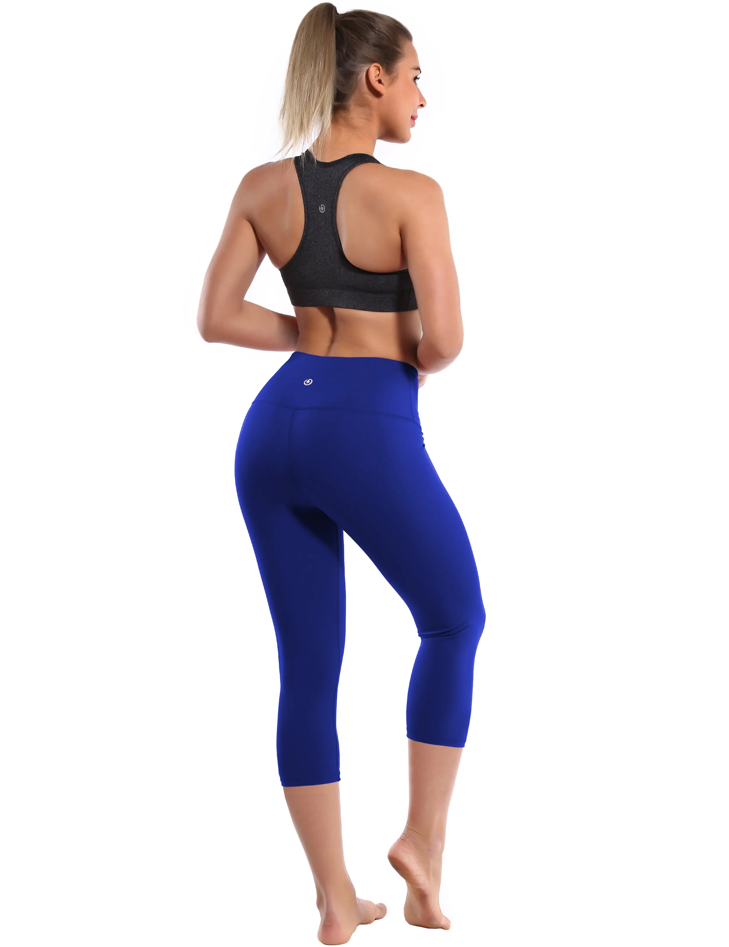 19" High Waist Crop Tight Capris navy