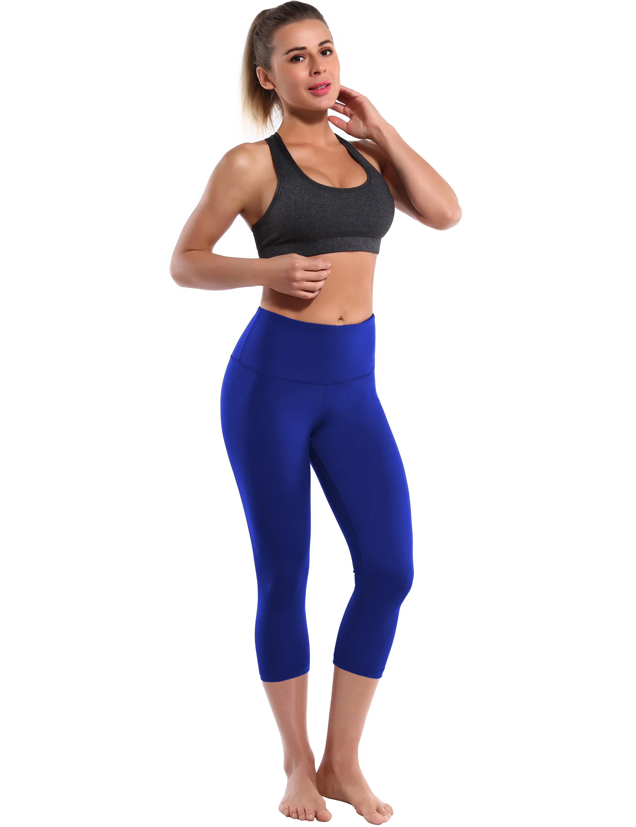 19" High Waist Crop Tight Capris navy