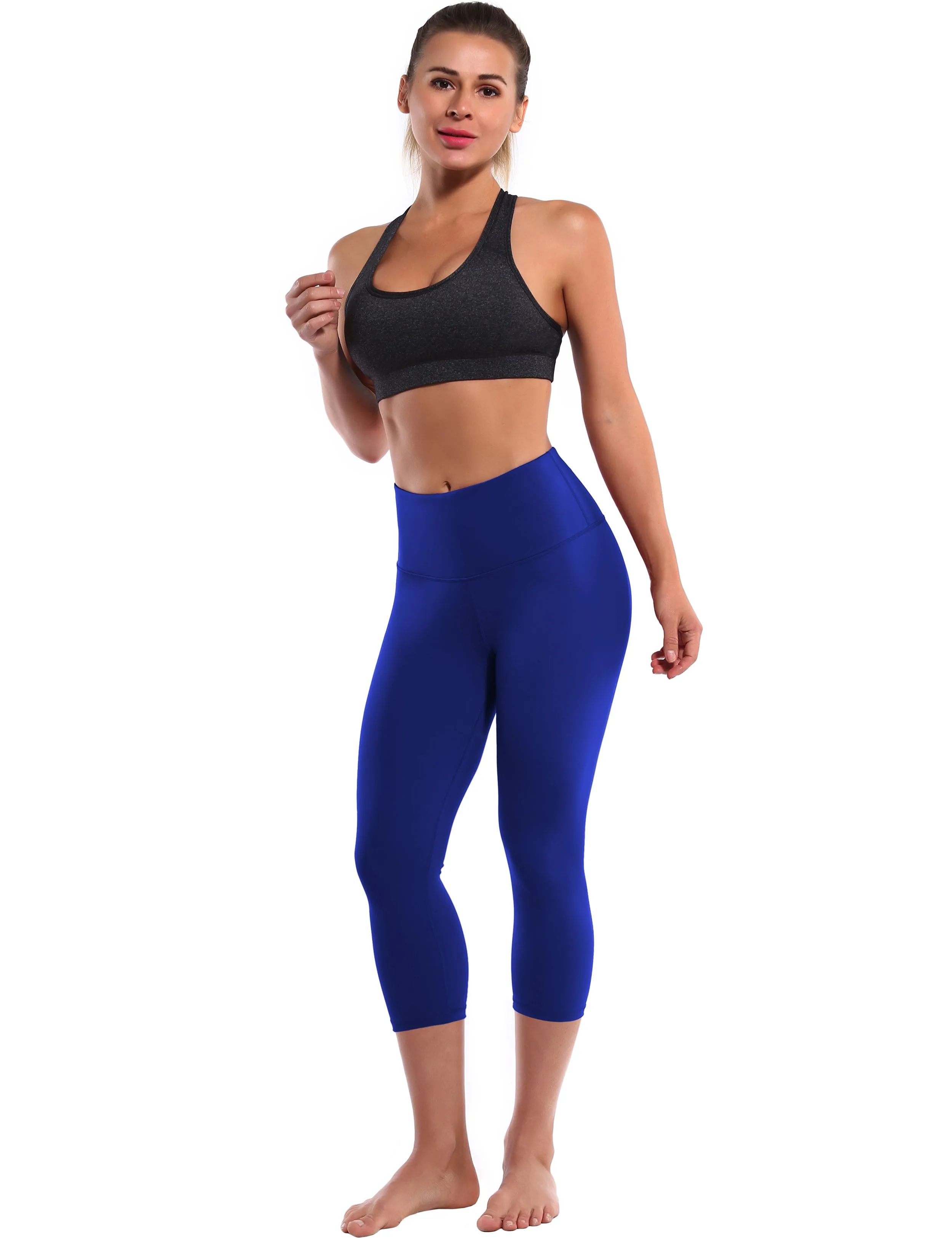 19" High Waist Crop Tight Capris navy