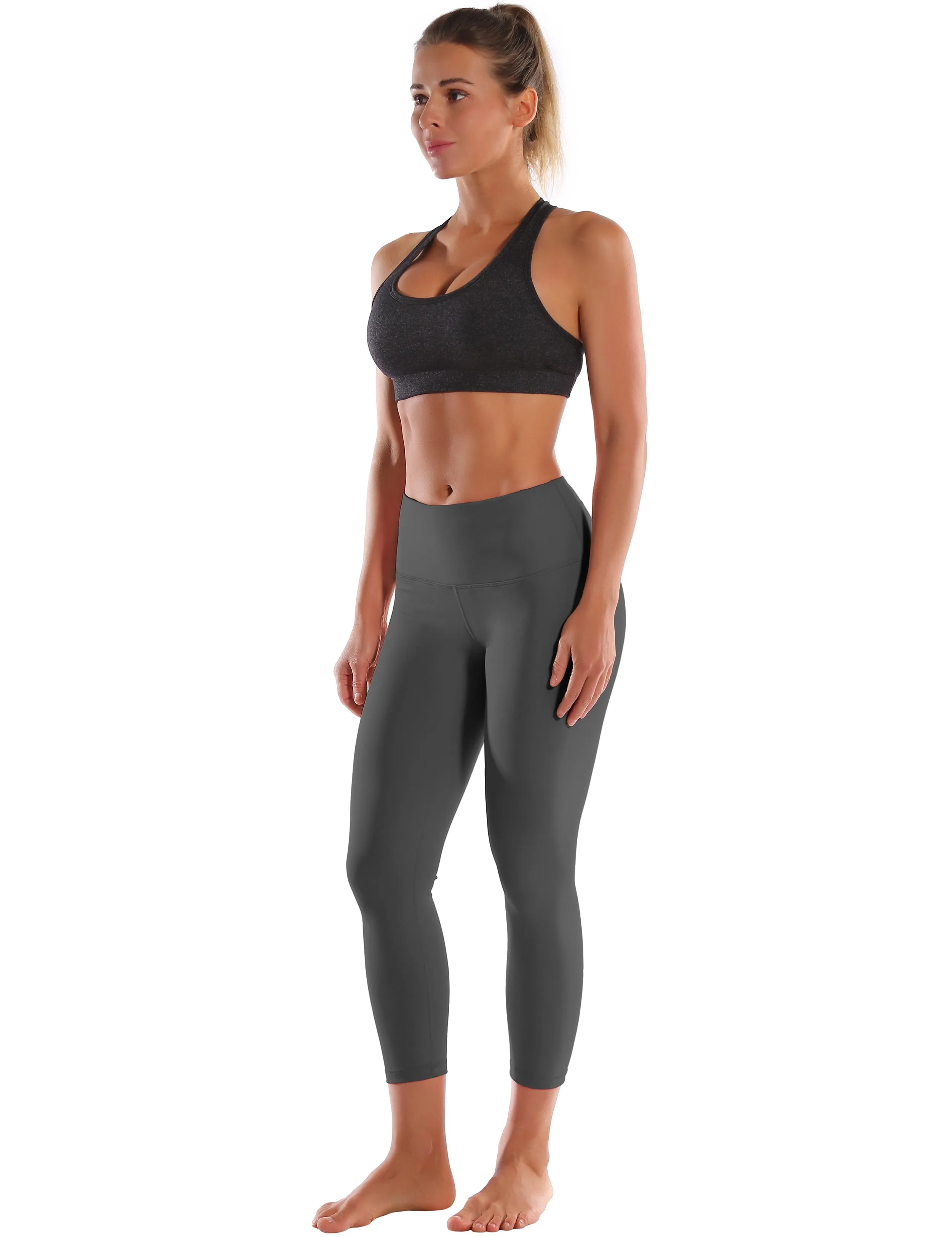 22 High Waist Crop Tight Capris shadowcharcoal_yogastudio