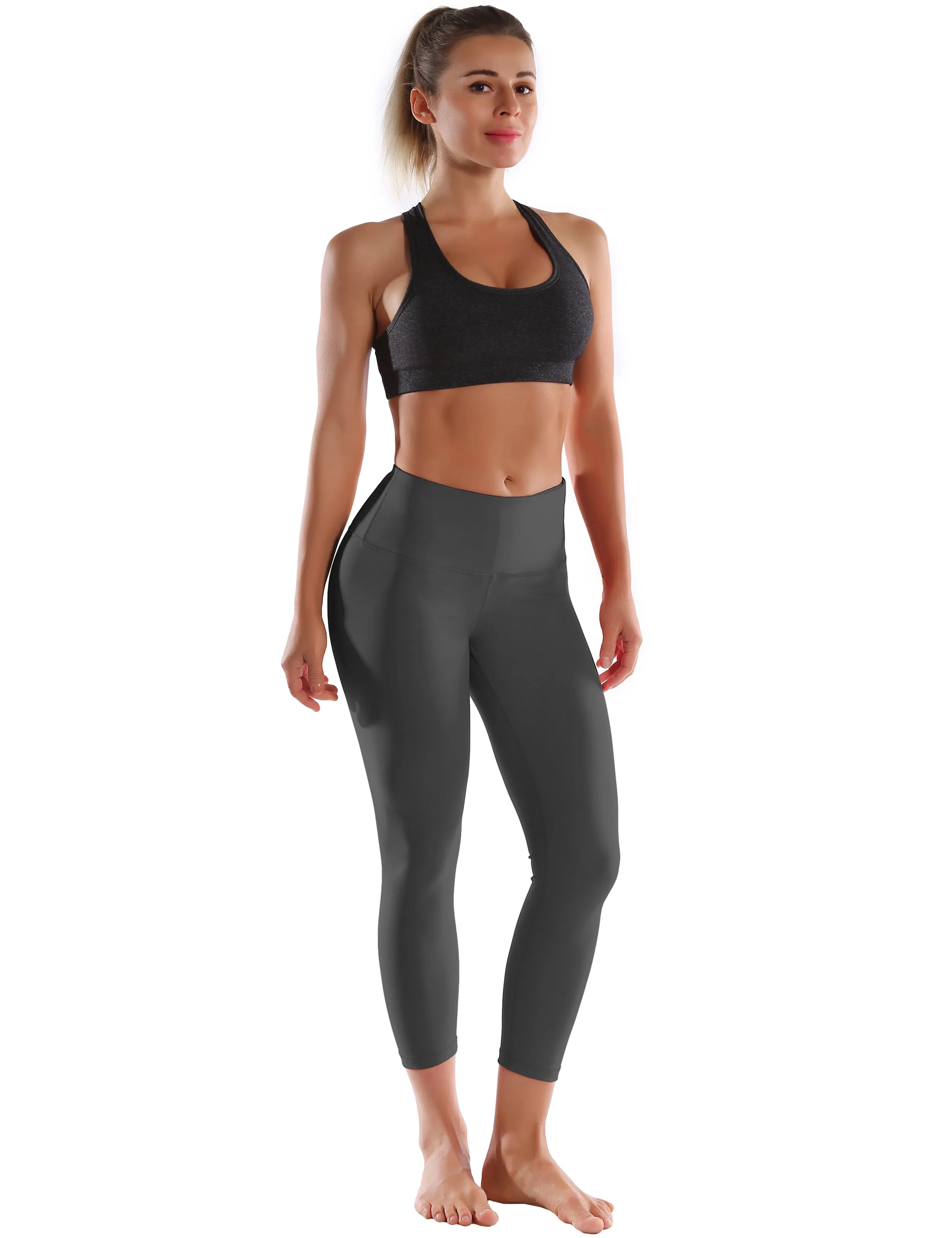 22 High Waist Crop Tight Capris shadowcharcoal_yogastudio