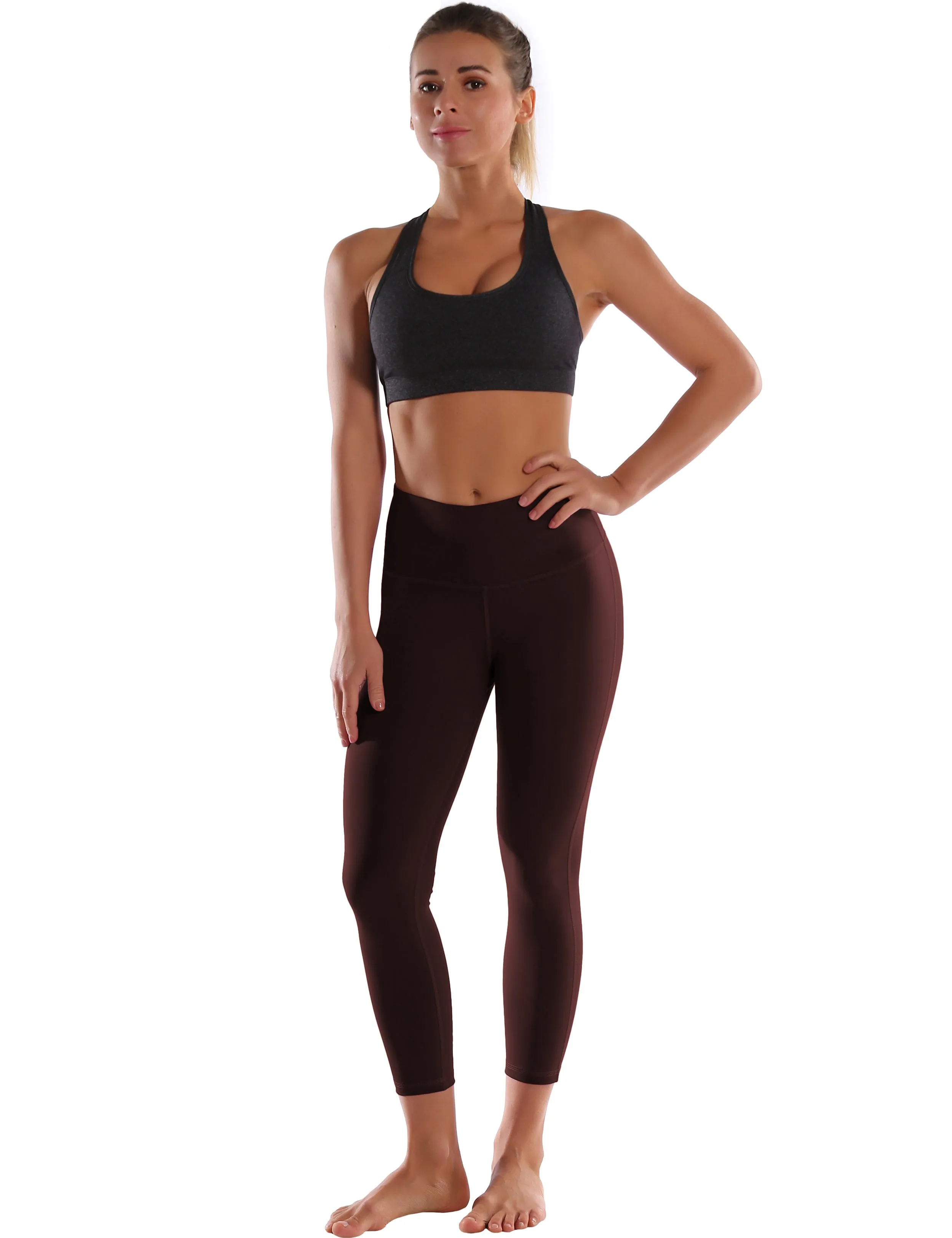 22 High Waist Side Line Capris mahoganymaroon_yogastudio