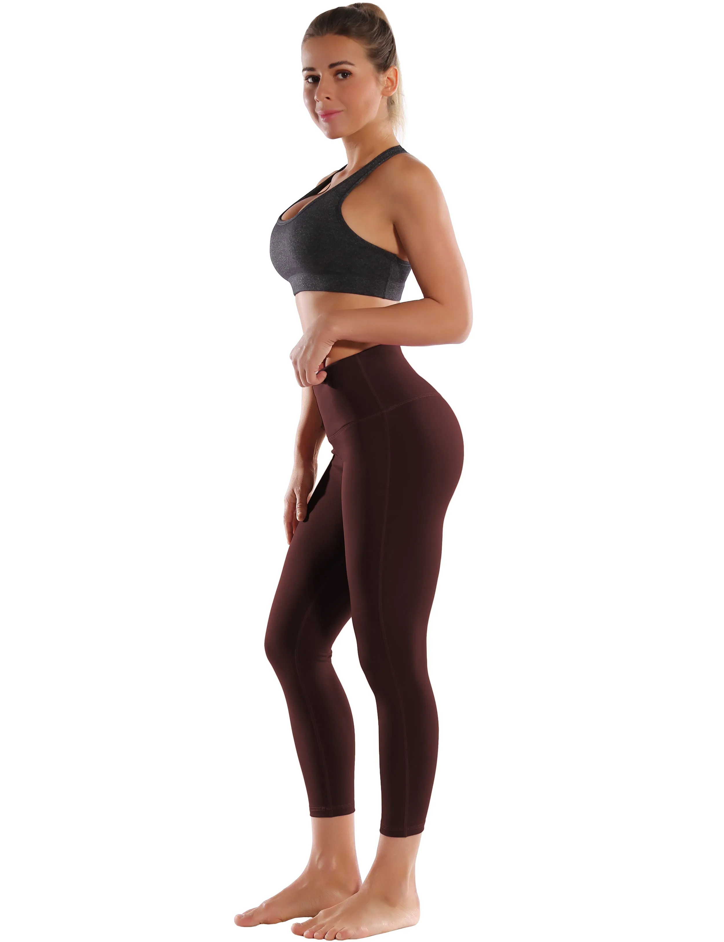 22 High Waist Side Line Capris mahoganymaroon_yogastudio