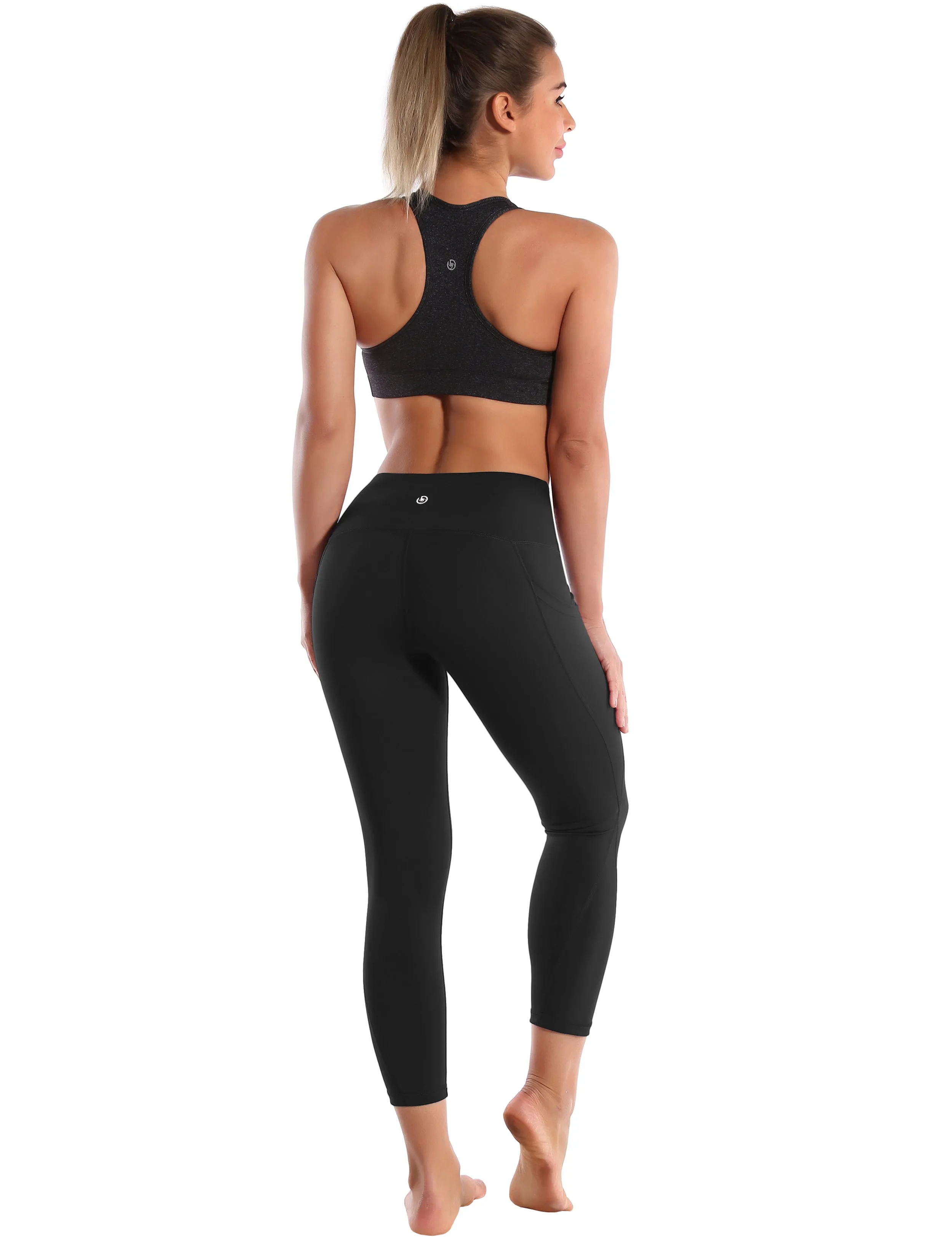 22 High Waist Side Pockets Capris black_yogastudio