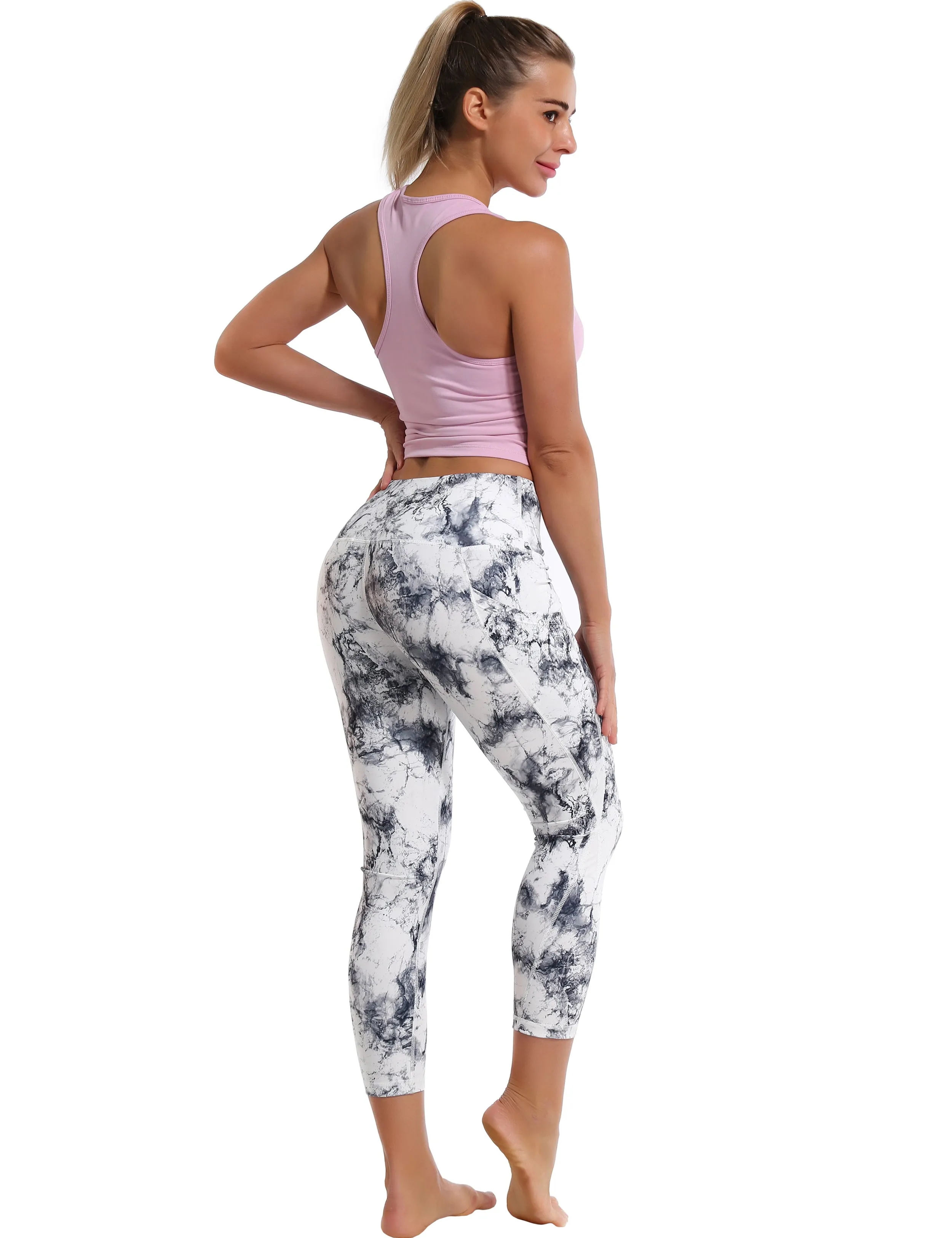 22 Printed Side Pockets Capris arabescato_yogastudio