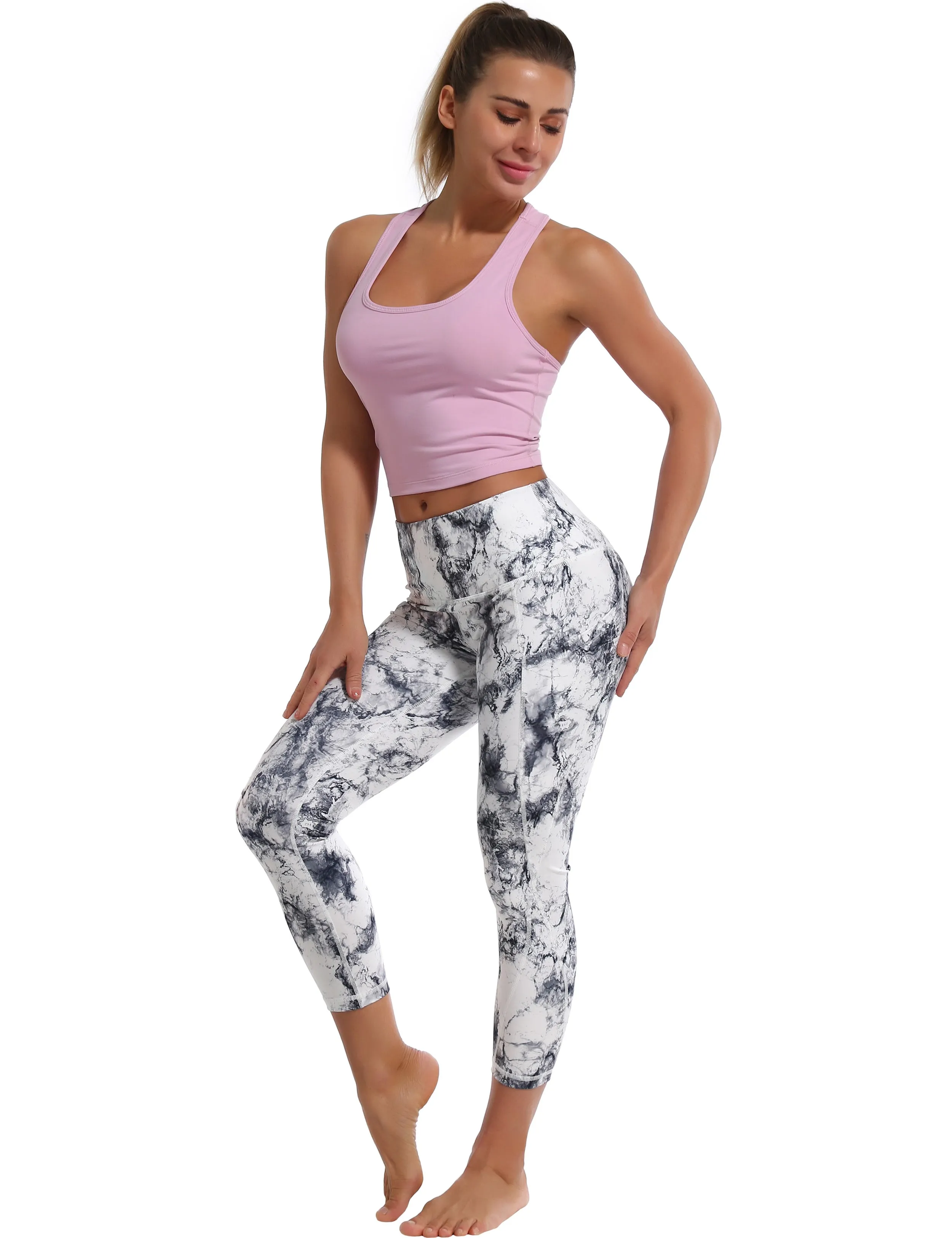 22 Printed Side Pockets Capris arabescato_yogastudio