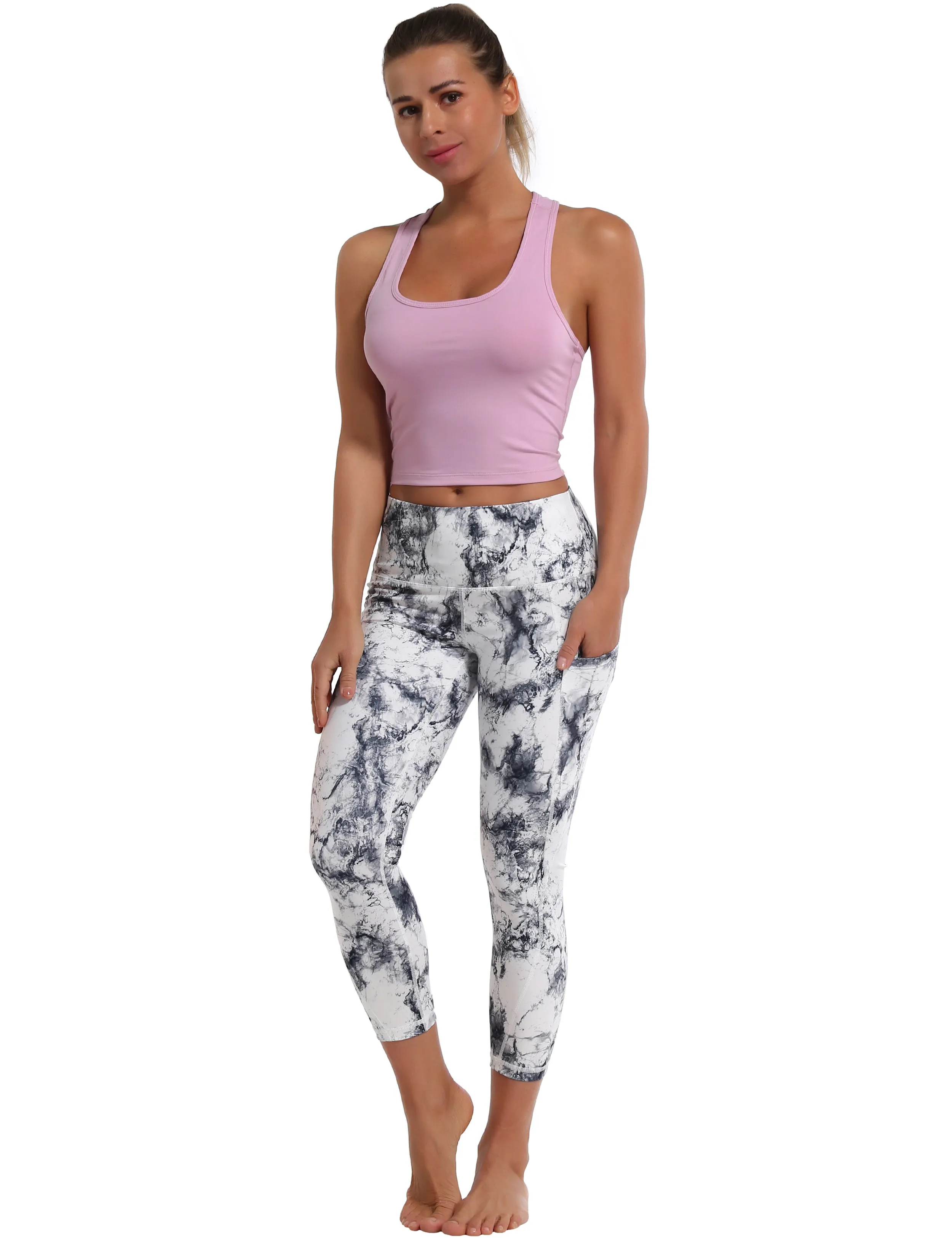 22 Printed Side Pockets Capris arabescato_yogastudio