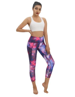 22 Printed Side Pockets Capris galaxy_yogastudio