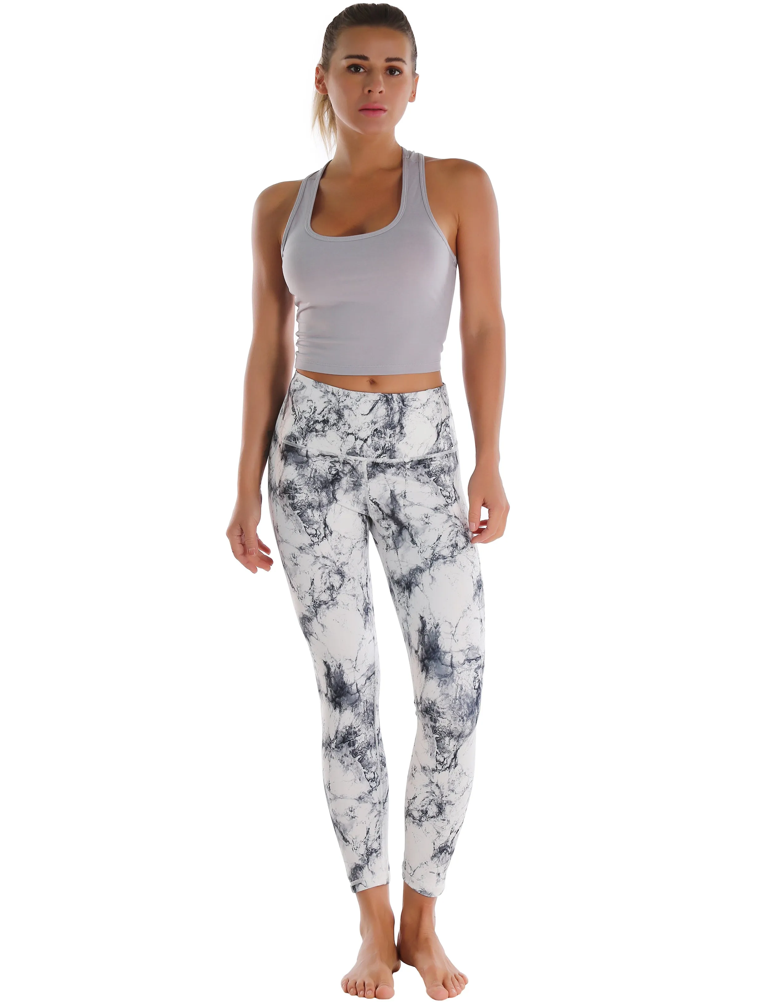 22" High Waist Crop Tight Capris arabescato