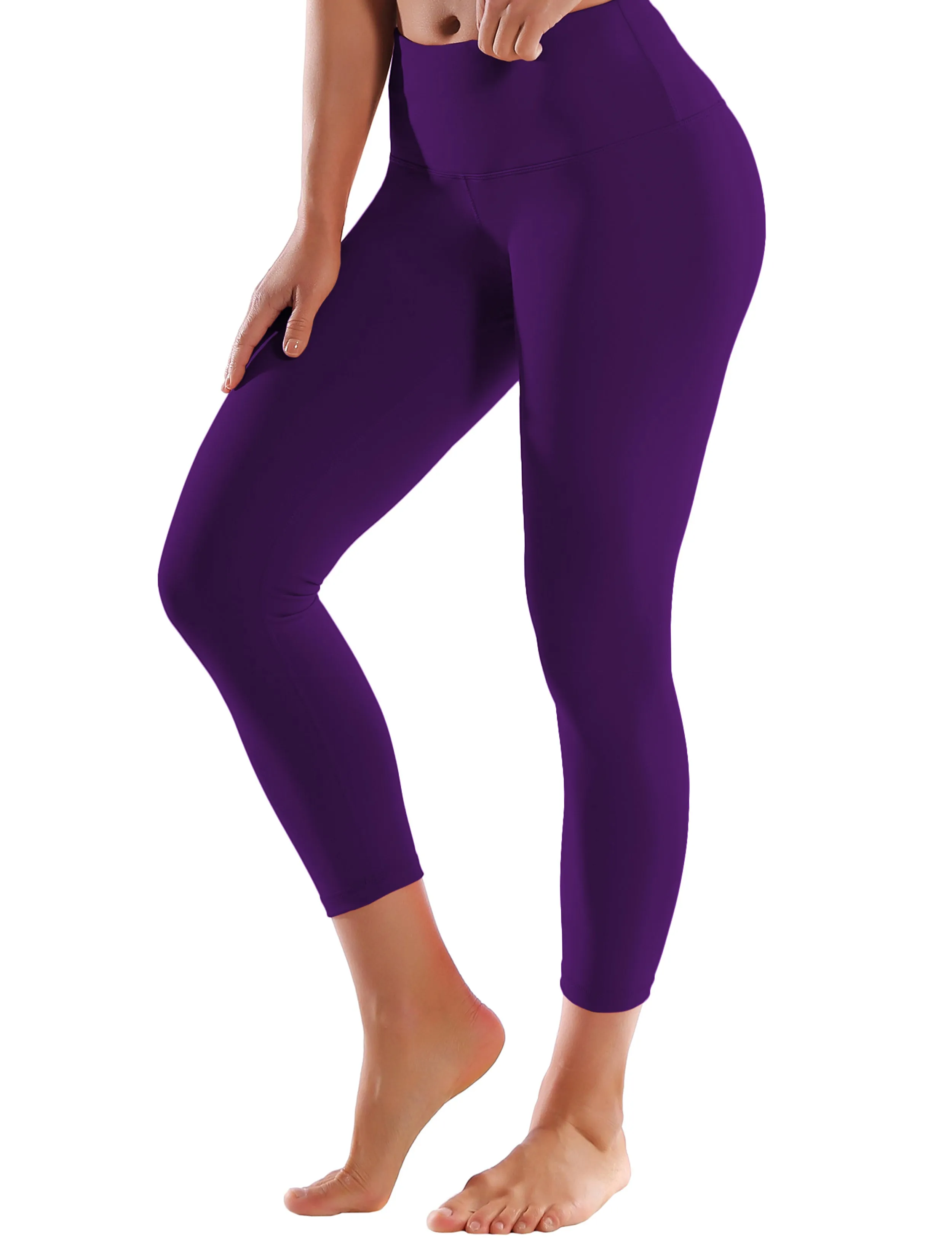 22" High Waist Crop Tight Capris eggplantpurple