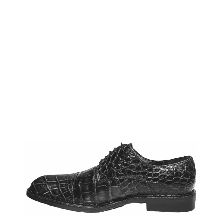 29FLPLP - Cuadra black dress classic alligator derby shoes for men