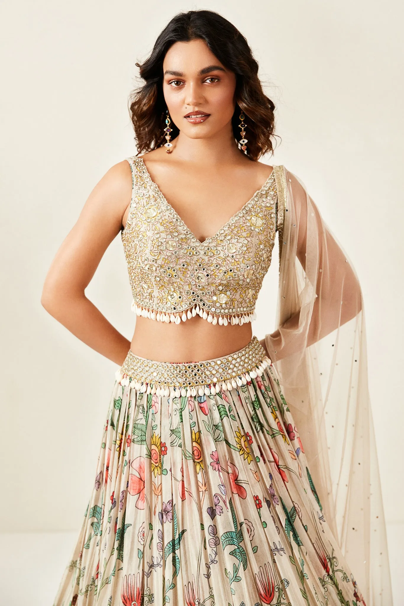 30Z285-RO Grey Color lehenga Set With Mirror Work