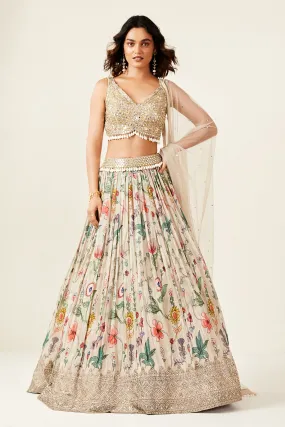 30Z285-RO Grey Color lehenga Set With Mirror Work