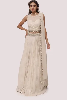 30Z294-RO Off White Color Georgette Lehenga Set