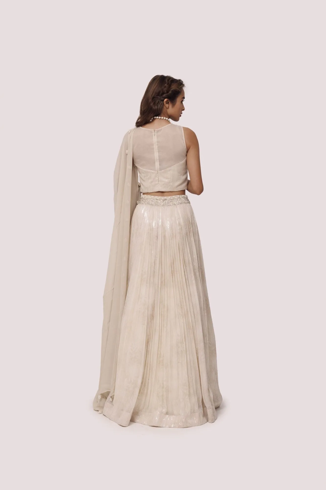 30Z294-RO Off White Color Georgette Lehenga Set