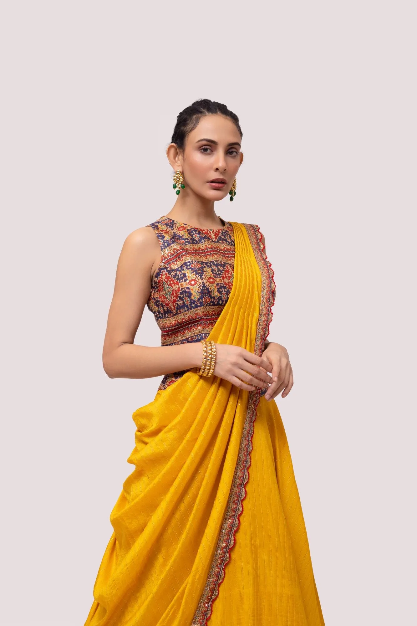 30Z297-RO Mustard Lehenga Set With Dupatta