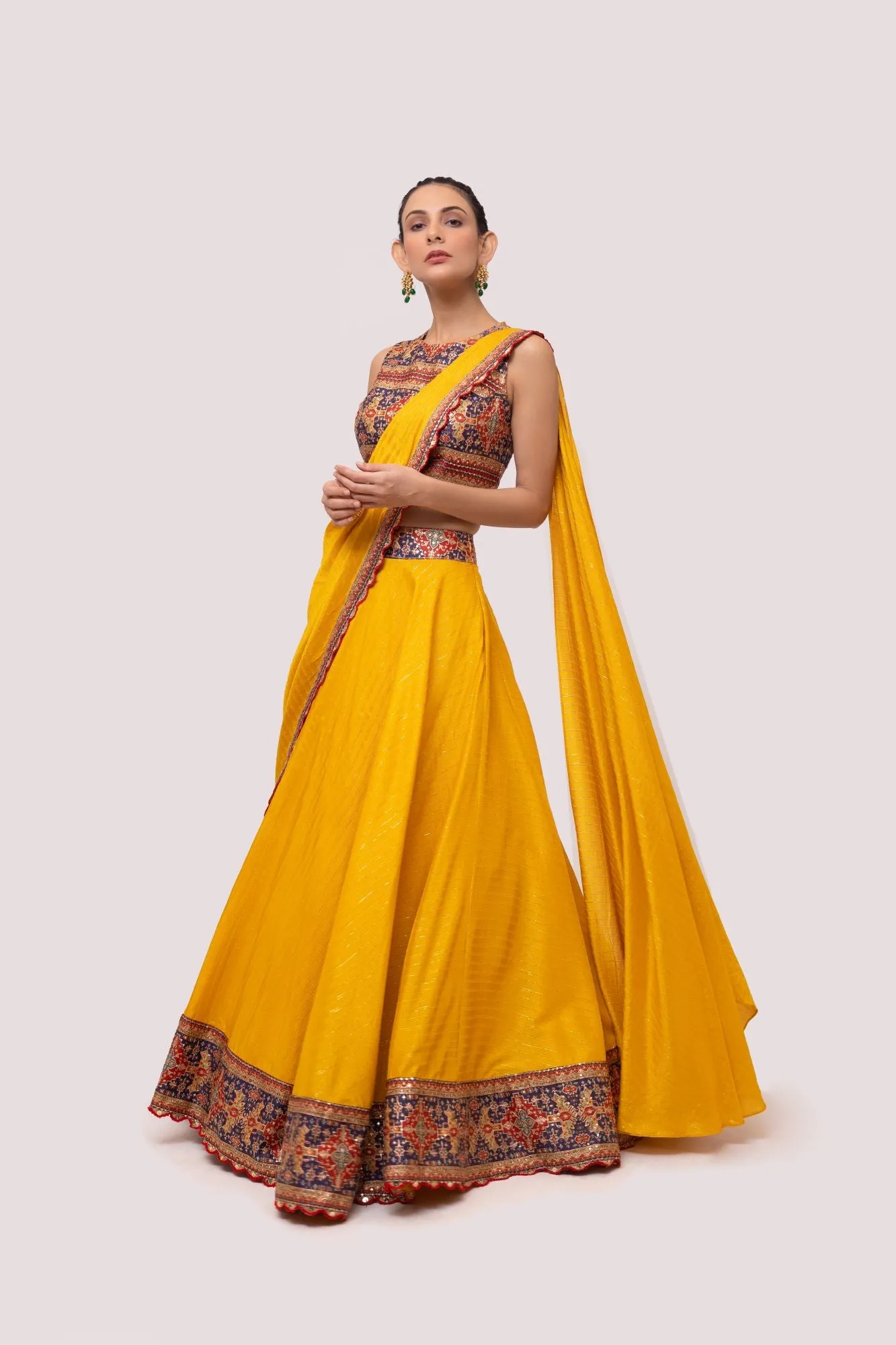 30Z297-RO Mustard Lehenga Set With Dupatta