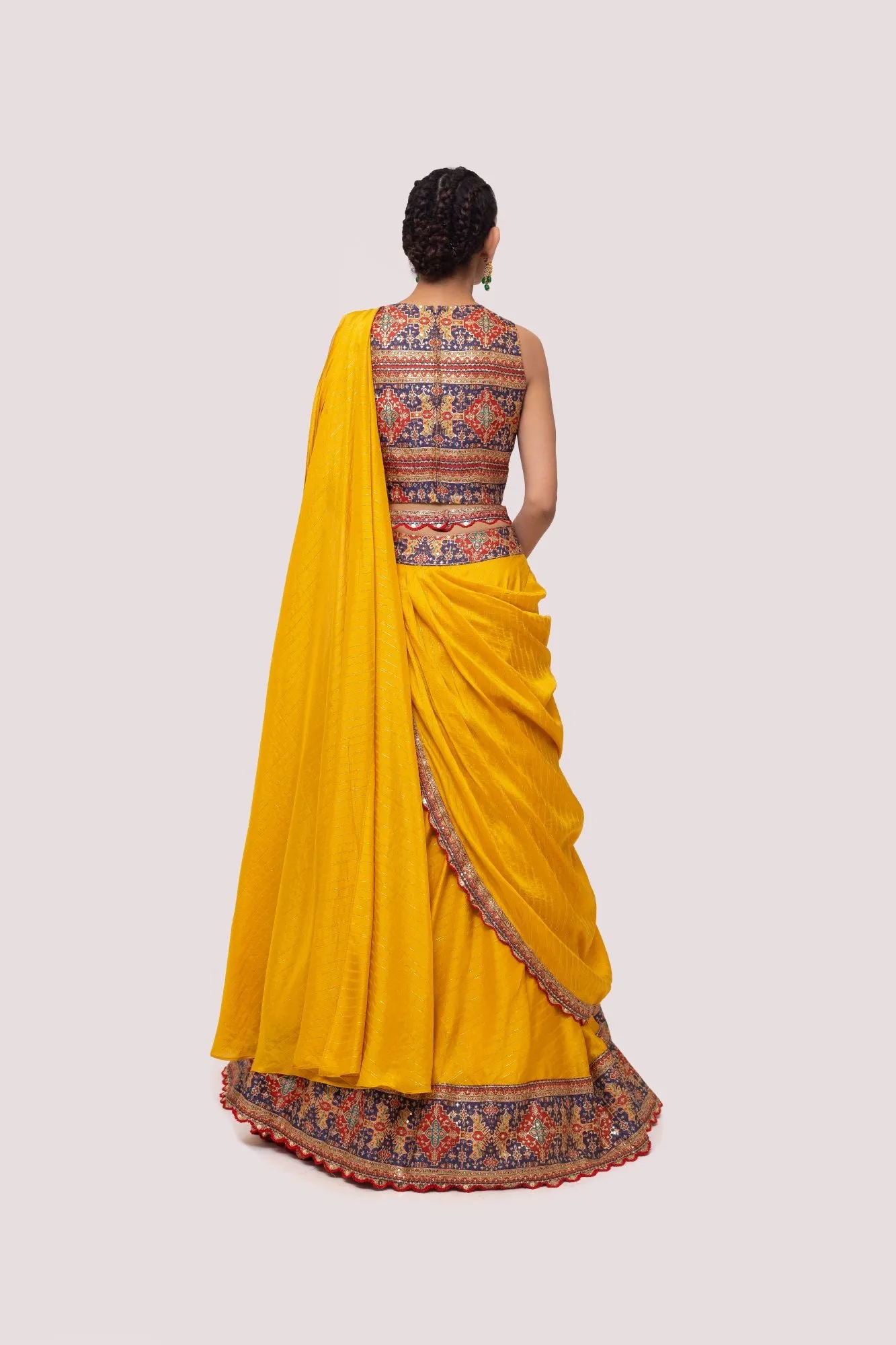 30Z297-RO Mustard Lehenga Set With Dupatta