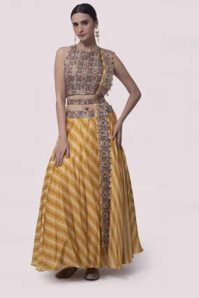 30Z302-RO Yellow Lehenga Set With Dupatta