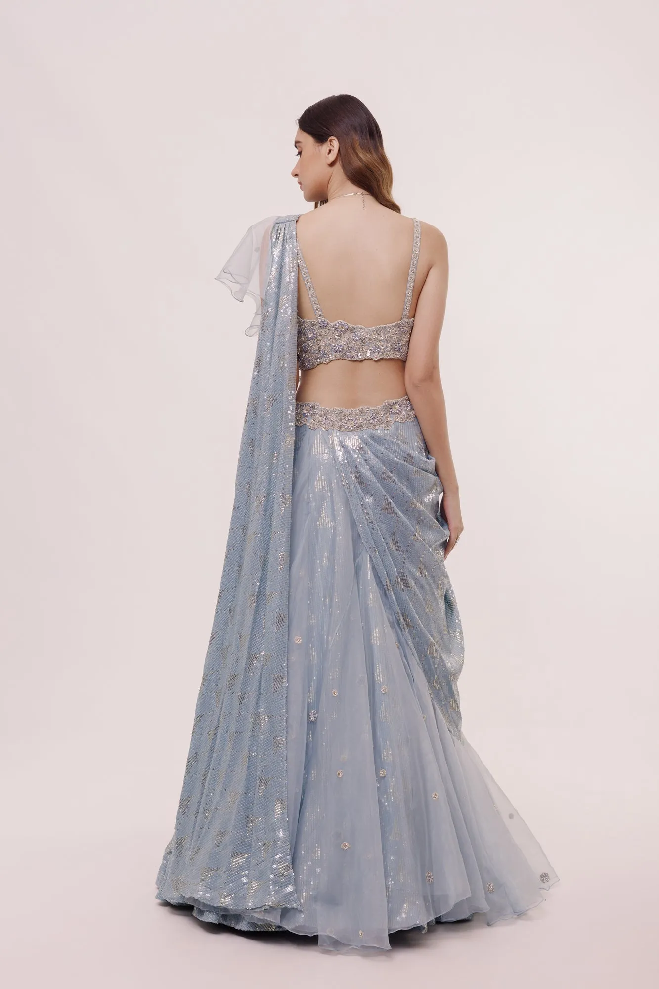 30Z307-RO Blue Chickan Sequin Lehenga Set