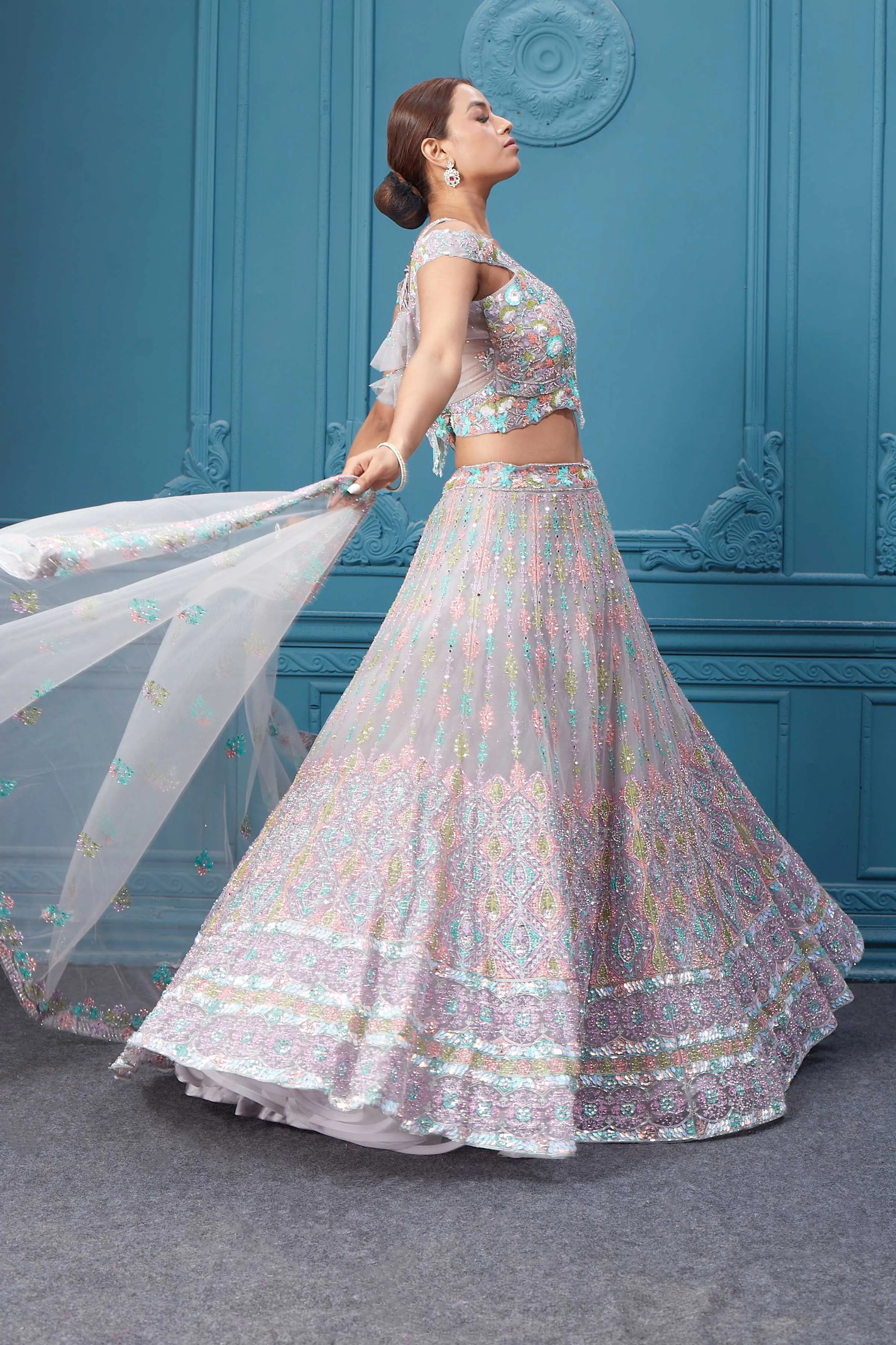 310050 Light Pink Heavy Embroidered Lehenga