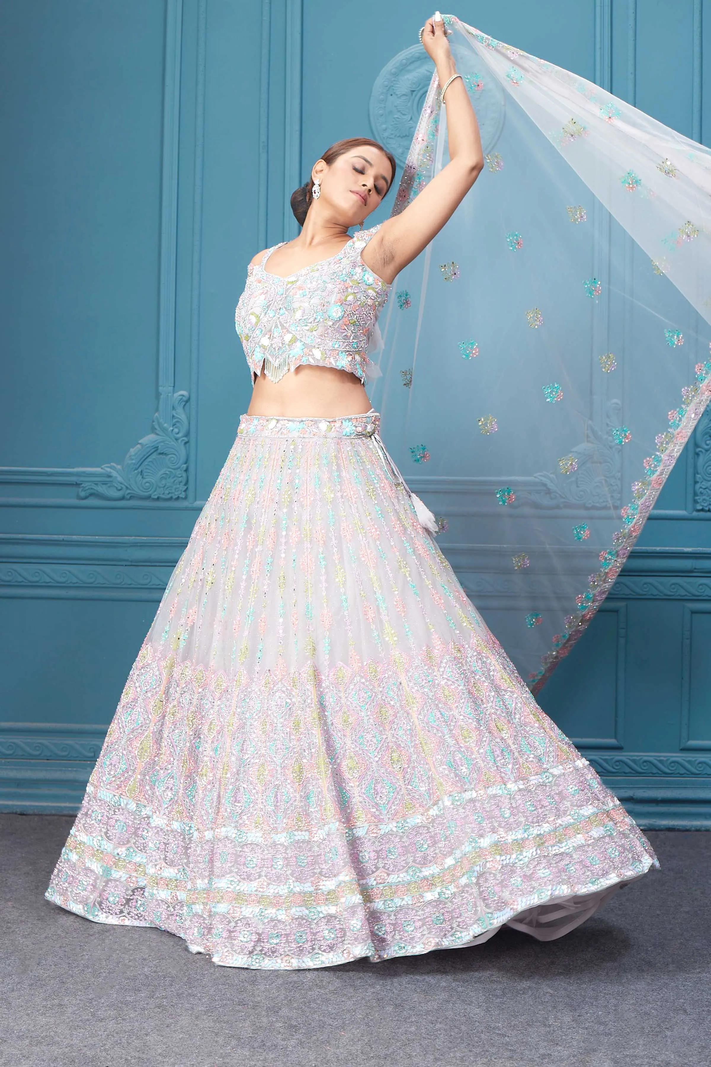 310050 Light Pink Heavy Embroidered Lehenga