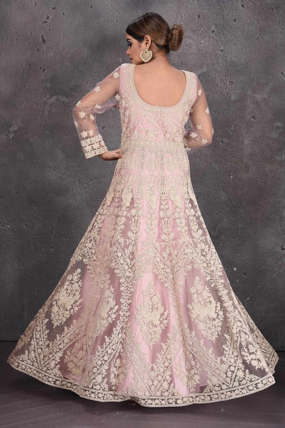 502824 Light Pink Embroidered Anarkali Suit with Dupatta