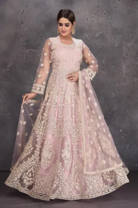 502824 Light Pink Embroidered Anarkali Suit with Dupatta