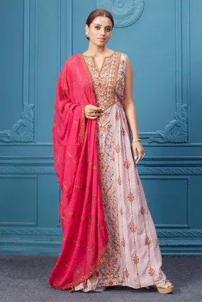 510038 Light Pink Embroidered Anarakali suit