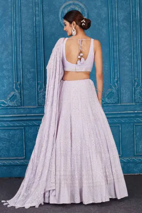 510088 Lilac Embroidered Designer Georgette Lehenga with Dupatta