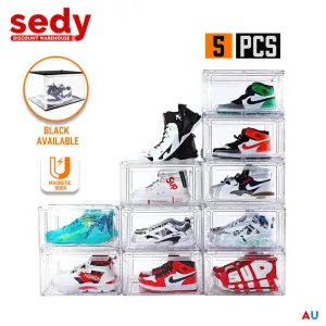 5PC  Stackable Shoe Display Box Hard Acrylic Sneaker Storage Containers Case