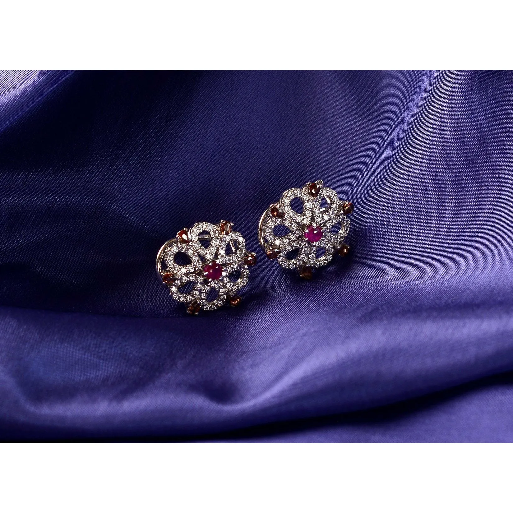 Amerah Saqafat Earrings | Pink Stone (925 Sterling Silver)