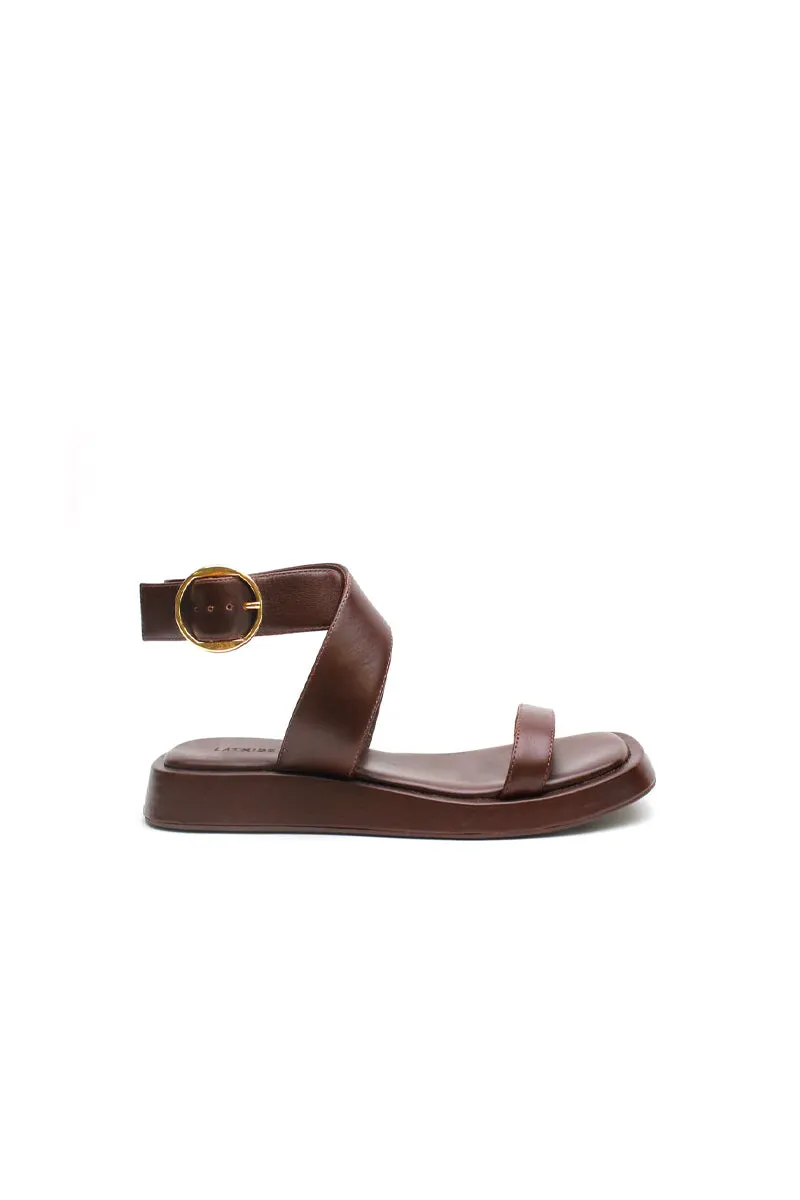 ANKLE WRAP SANDAL-CHOCOLATE