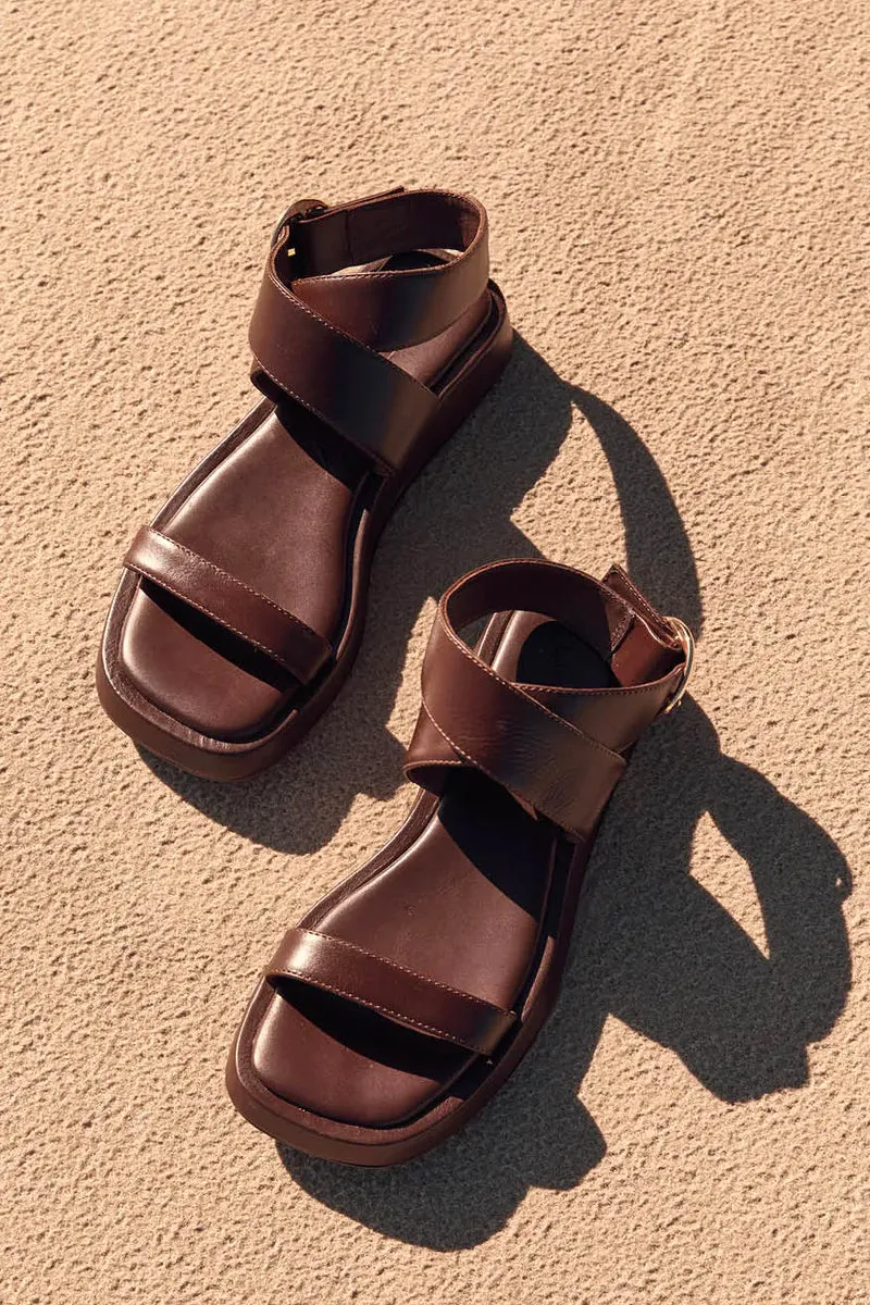 ANKLE WRAP SANDAL-CHOCOLATE