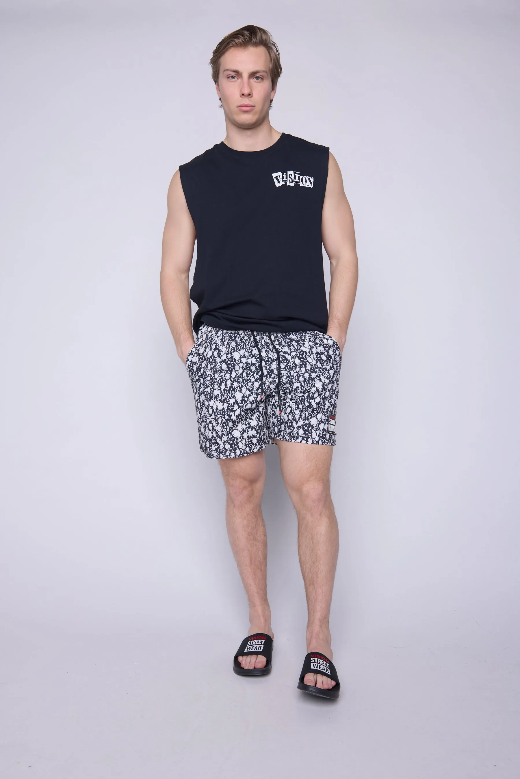 Aop Skull Swim Shorts - Ivory