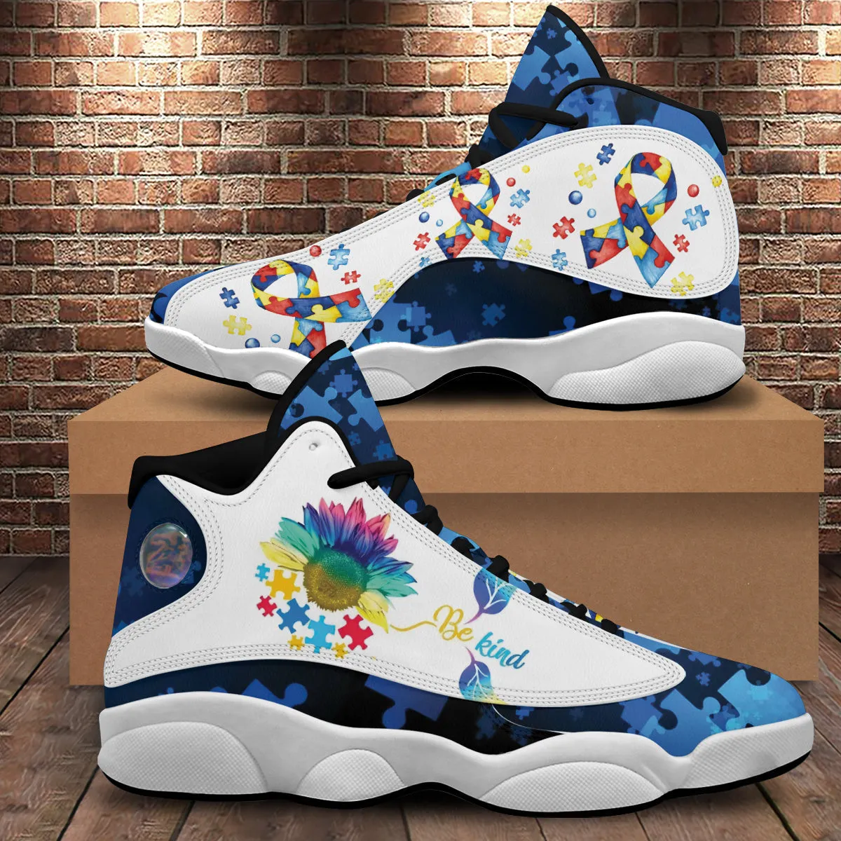 Autism Awareness Be Kind Puzzle Basketball Shoes For Men Women - Christian Shoes - Jesus Shoes - Unisex Basketball Shoes