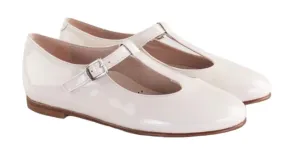 Beberlis Girls Beach Cream Patent Leather T-Strap