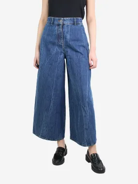 Blue high-waisted denim culottes - size UK 10