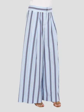 Blue Stripe Poplin Wide Leg Pant