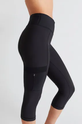 Cargo Capris Compression Leggings with Side Pockets