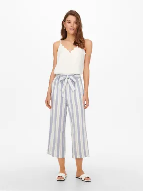 Caro High Waist Linen Blend Culotte Pants