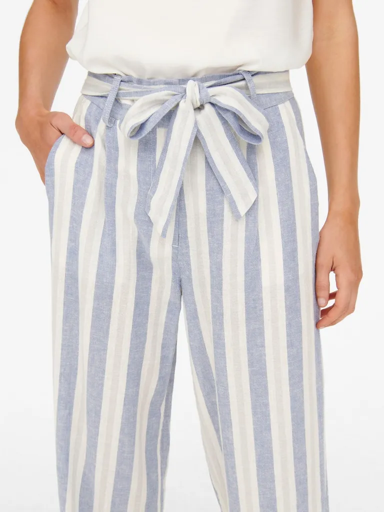 Caro High Waist Linen Blend Culotte Pants